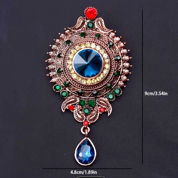 European, Baroque Sparkling Rhinestones Brooch, Lapel Pin, Vintage inspired - Picture 4 of 7